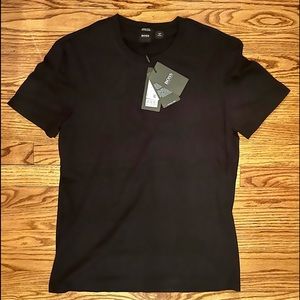 Hugo Boss Men’s Tiburt cotton linen black T-shirt NWT